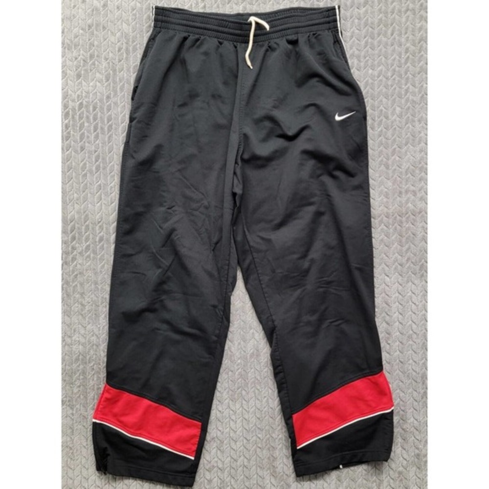 Nike Team Basketball Sweatpants XL Black Red Zip Ankle Chicago Bulls Theme